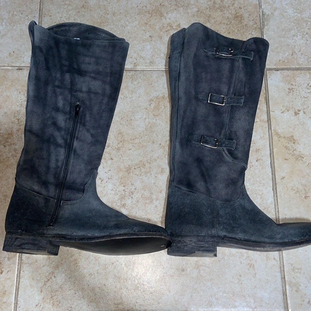 Free People X Farylrobin Women's Bruna Grey Suede Riding Boot Size US 9 - Picture 2 of 15